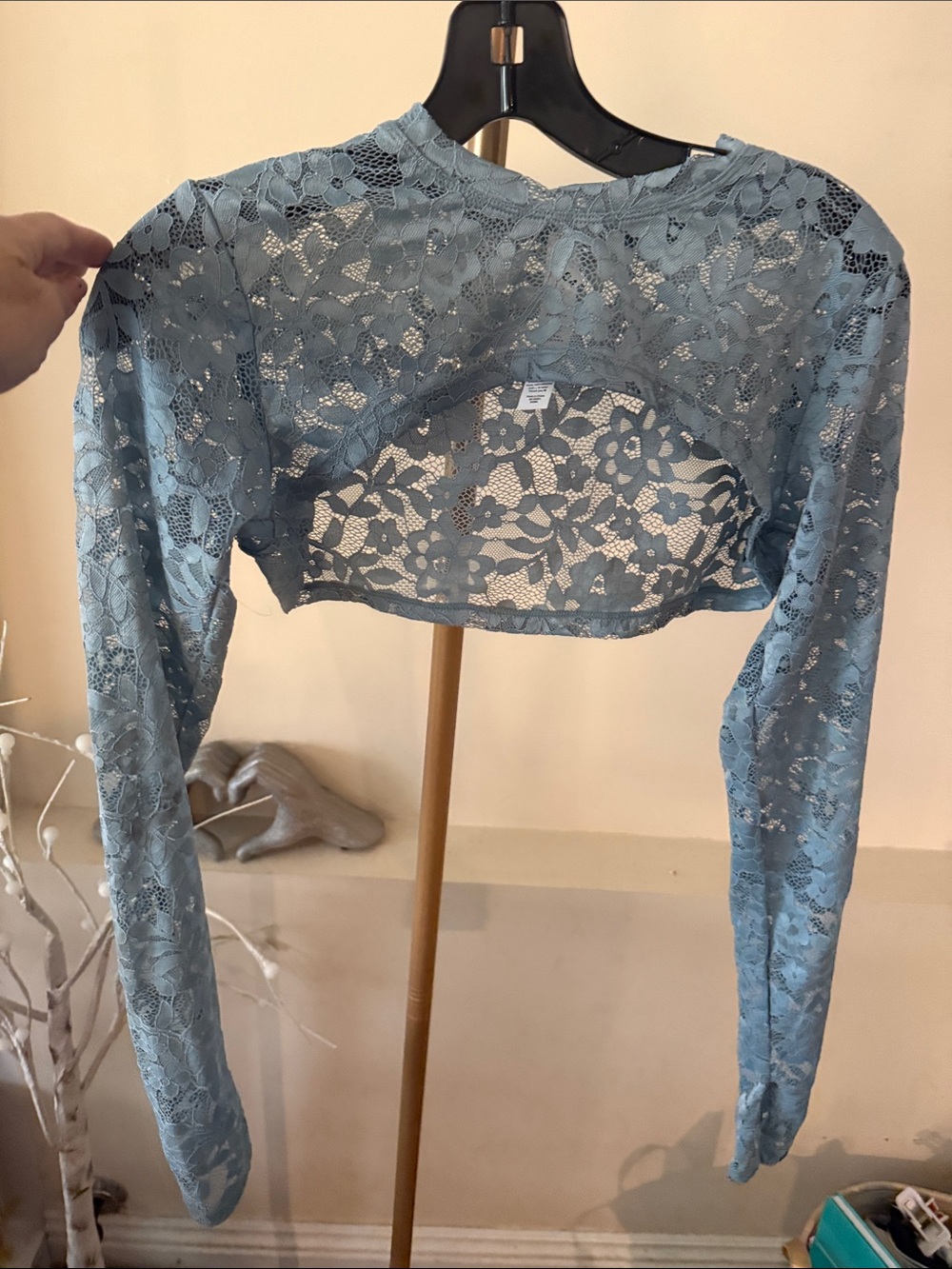 POPFLEX Light Blue Lace Long Sleeve SHRUG🩶 - Picture 3 of 3